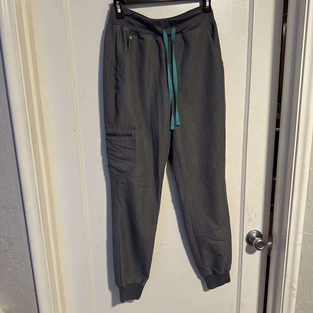 Gray Women's Jogger Pants with Teal Drawstring